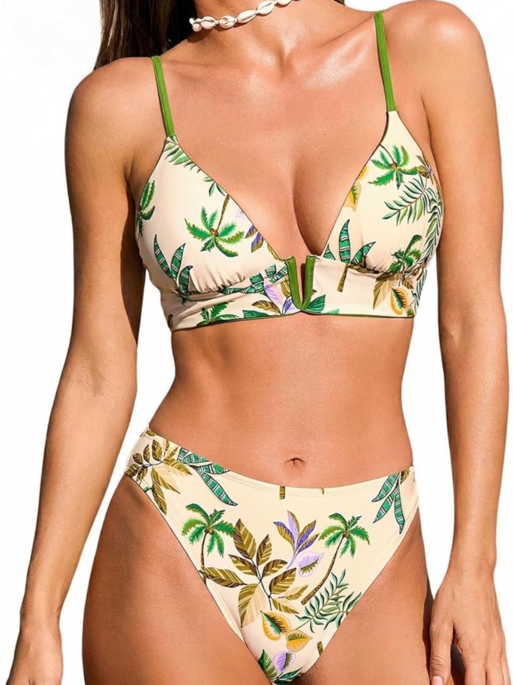 CUPSHE Women's Bikini Sets Wire V Neck Two Piece Swimsuit